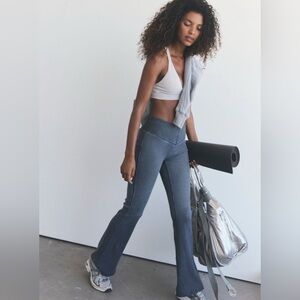 Free People Gray/Black Ribbed Leggings